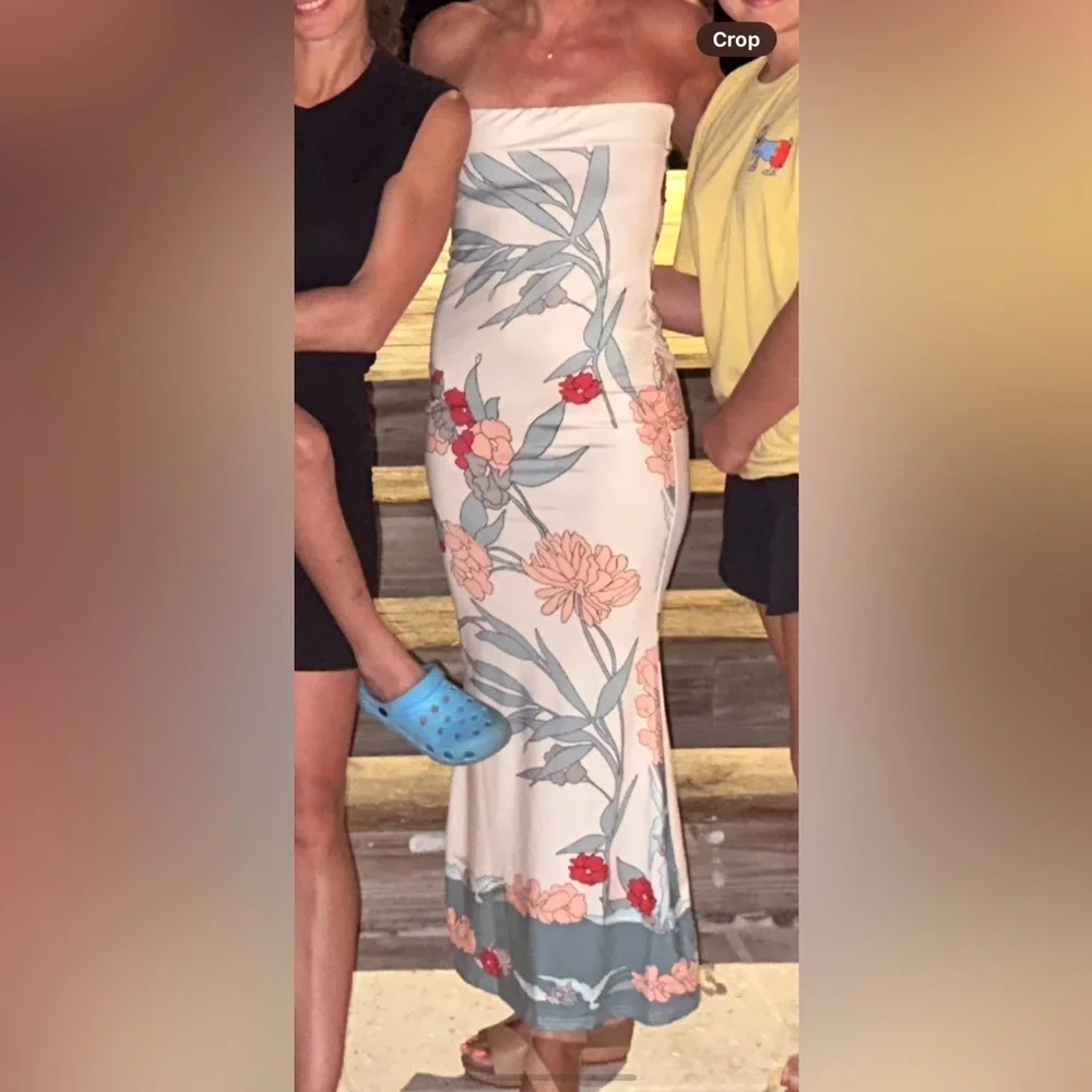 STRAPLESS FLORAL DRESS - Picture 4 of 4